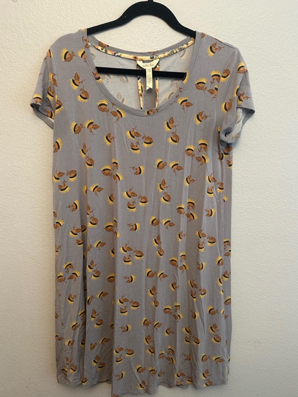 Matilda Jane Gray Short Sleeve Tunic Dress with Yellow Floral Print